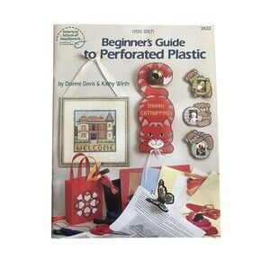 Cross Stitch Beginner's Pattern Perforated Plastic Cat Butterfly Huck Tote UC